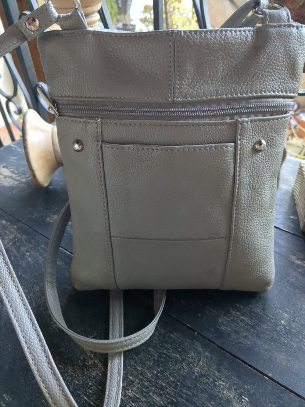 Genuine Leather Light Grey Crosby Purse - Picture 5 of 7
